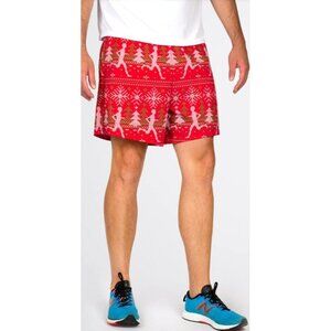 Gone For A Run Ugly Christmas Sweater Lined Jogging Running Shorts Mens L